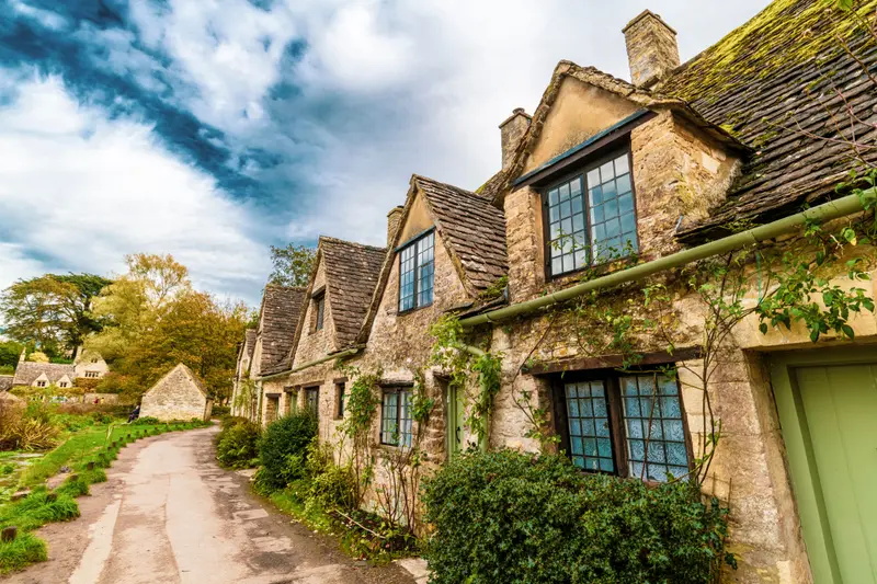 Stone cottages in an English village